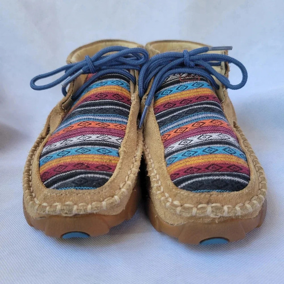 Twisted X Chukka Driving Lace-up Moccasin, Youth Size 3, Western Serape Leather - Picture 2 of 11